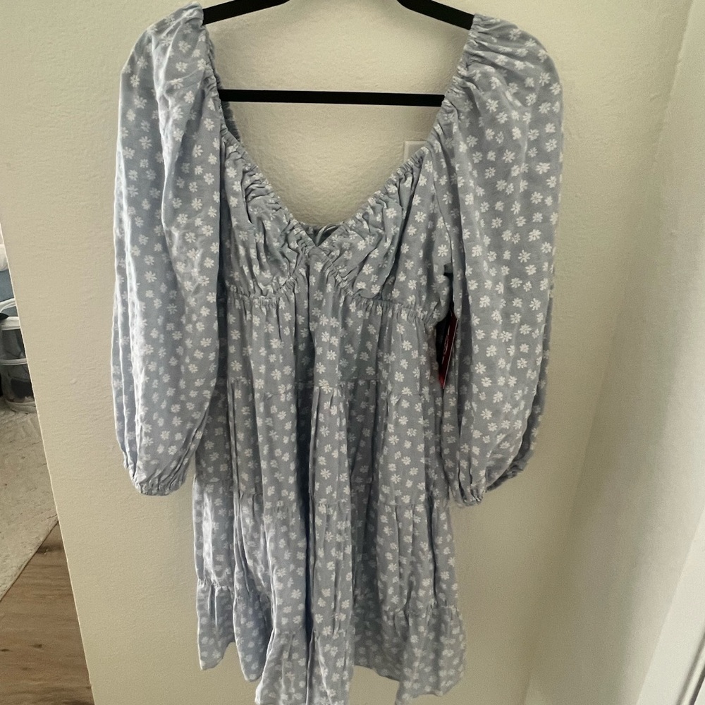 Floral long sleeve flowy mini dress
